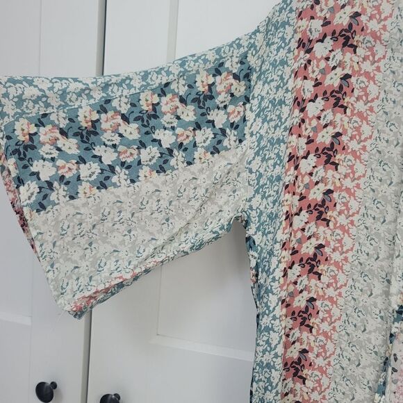 Sky and sparrow mix print kimono, S/M - Picture 4 of 8